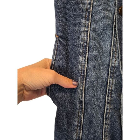 Free People The City Button-Front Denim Dress, Asymmetrical NWT | L |Preppy Boho - Picture 7 of 10